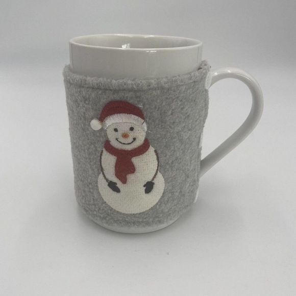 Ceramic St Nicholas Square Mug with Cozy Snowman Sweater 5" - Picture 1 of 6